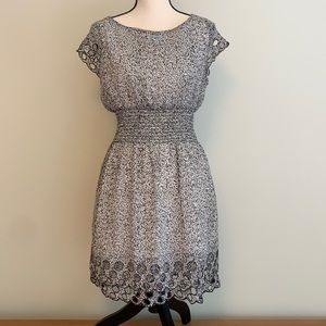Black/White Dot Scoop Neck Dress